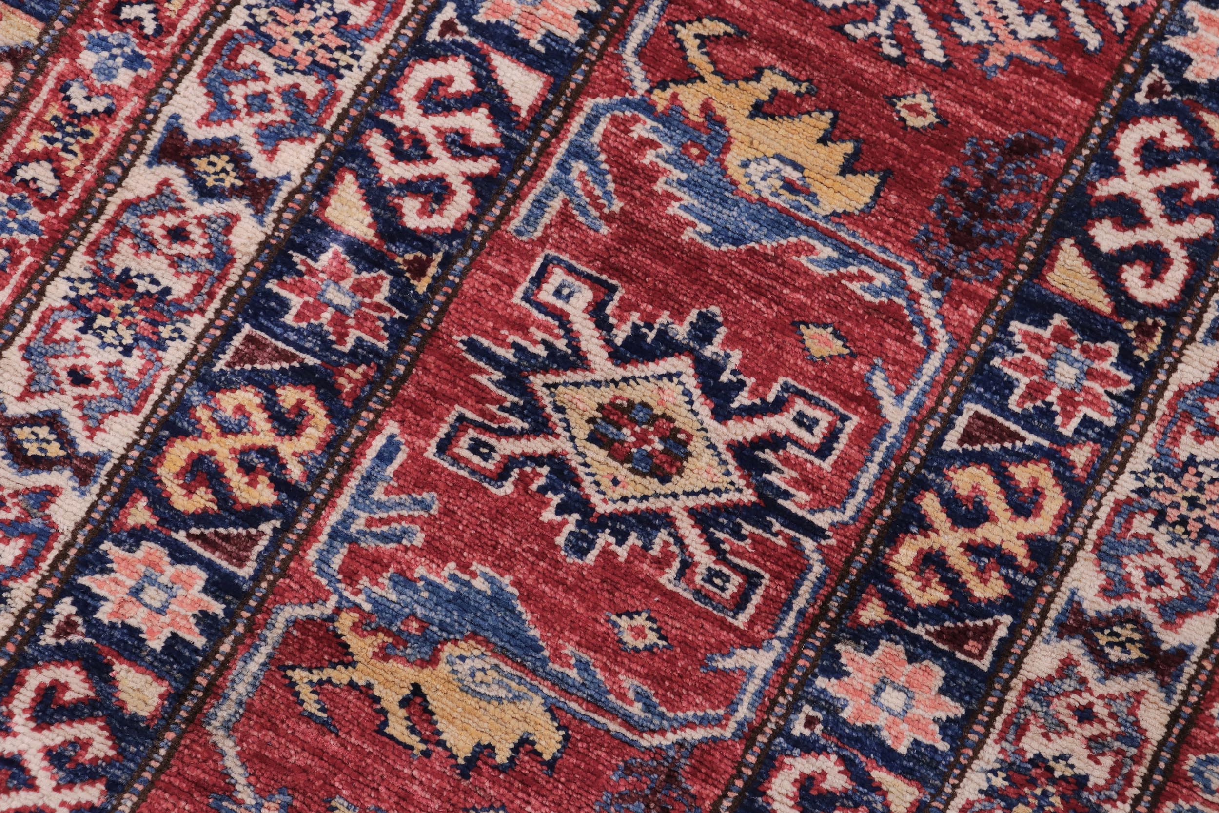 handmade Geometric Super Kazak Blue Red Hand Knotted RECTANGLE 100% WOOL area rug 12' x 16'