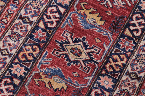 handmade Geometric Super Kazak Blue Red Hand Knotted RECTANGLE 100% WOOL area rug 12' x 16'