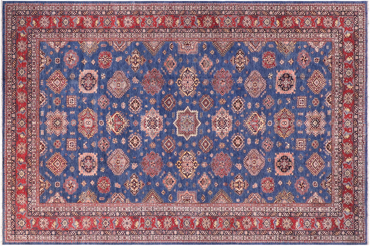 handmade Geometric Super Kazak Blue Red Hand Knotted RECTANGLE 100% WOOL area rug 12' x 16'