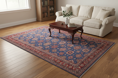 handmade Geometric Super Kazak Blue Red Hand Knotted RECTANGLE 100% WOOL area rug 12' x 16'