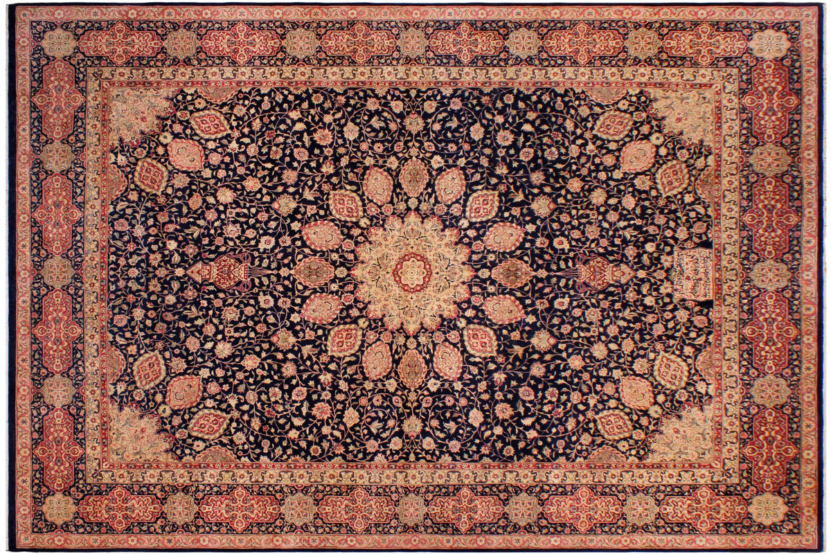 handmade Traditional Ardbeel Blue Red Hand Knotted RECTANGLE 100% WOOL area rug 9 x 12