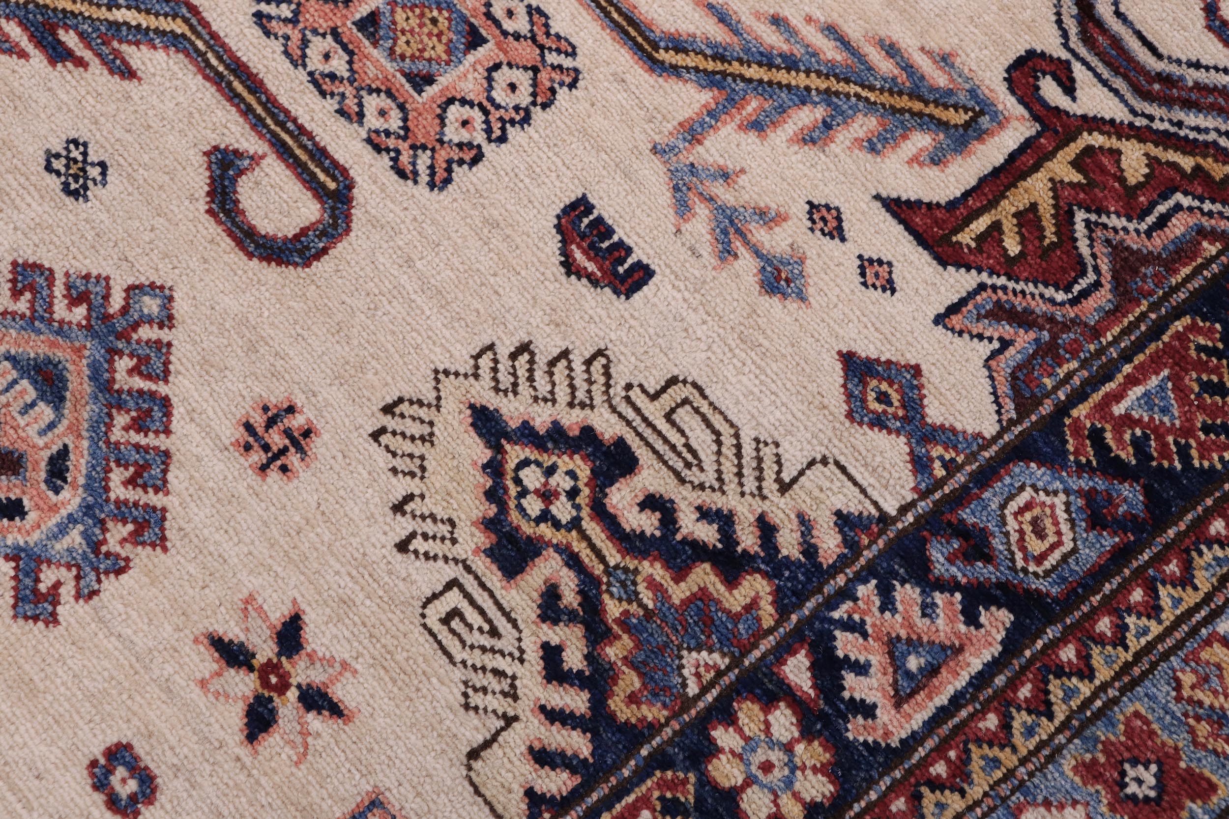 handmade Geometric Super Kazak Beige Red Hand Knotted RECTANGLE 100% WOOL area rug 12' x 16'