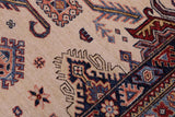 handmade Geometric Super Kazak Beige Red Hand Knotted RECTANGLE 100% WOOL area rug 12 x 16