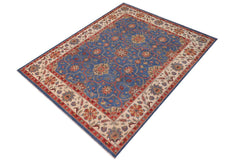 handmade Geometric Kazak Blue Beige Hand Knotted RECTANGLE 100% WOOL area rug 11'X14'