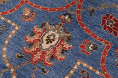 handmade Geometric Kazak Blue Beige Hand Knotted RECTANGLE 100% WOOL area rug 11'X14'