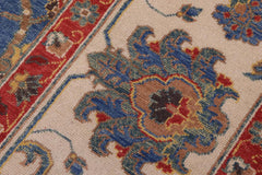 handmade Geometric Kazak Blue Beige Hand Knotted RECTANGLE 100% WOOL area rug 11'X14'