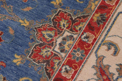 handmade Geometric Kazak Blue Beige Hand Knotted RECTANGLE 100% WOOL area rug 11'X14'