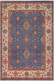 Rustic Kazak Alaina Blue/Beige Wool Rug - 10'8'' x 14'2''