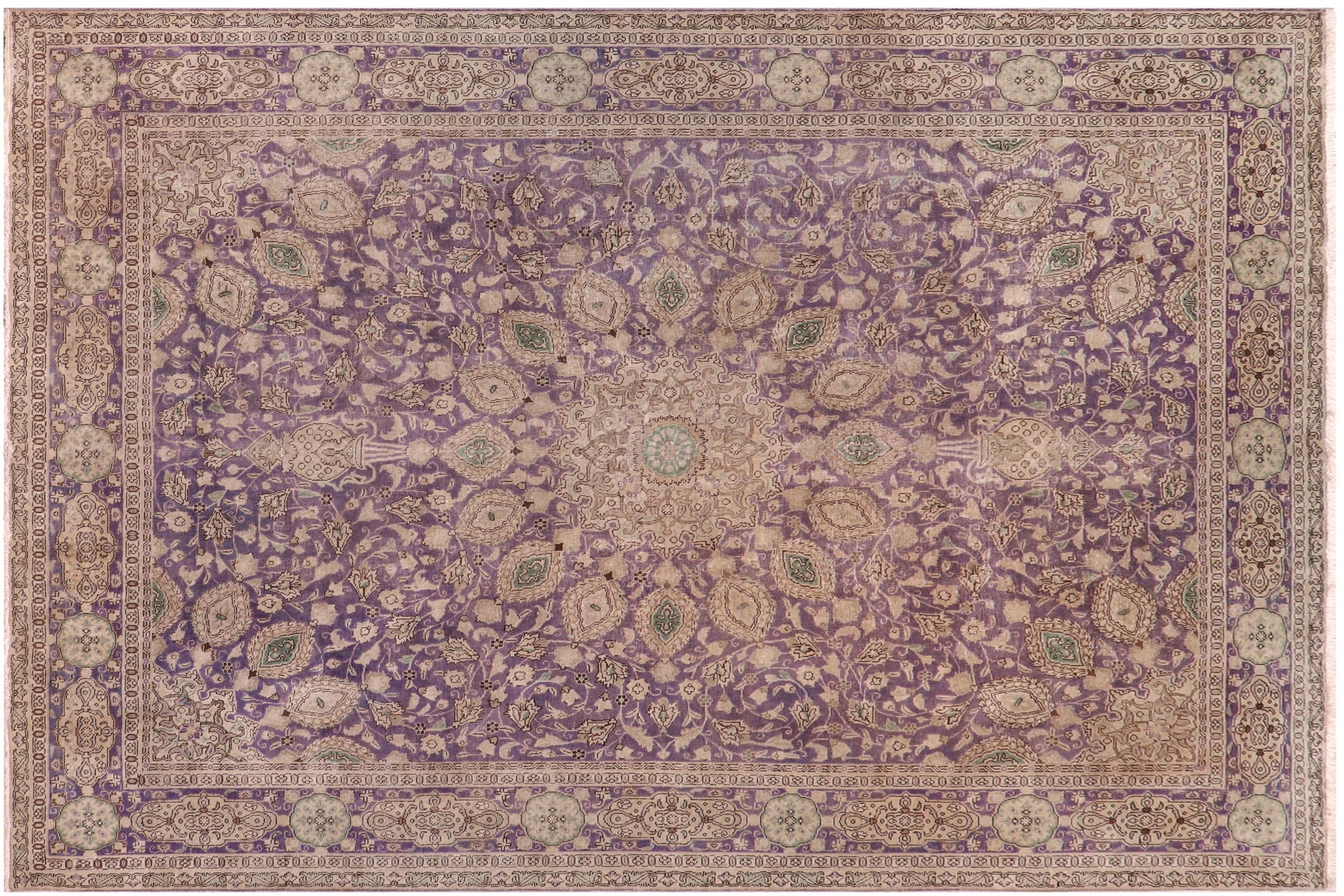 handmade Vintage Sheikh Shaf Purple Green Hand Knotted RECTANGLE 100% WOOL area rug 10' x 13'