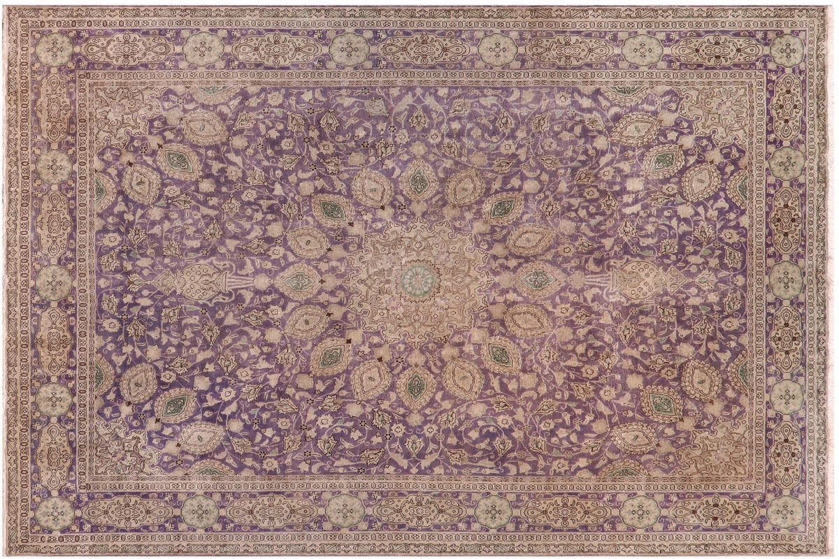 handmade Vintage Sheikh Shaf Purple Green Hand Knotted RECTANGLE 100% WOOL area rug 10' x 13'