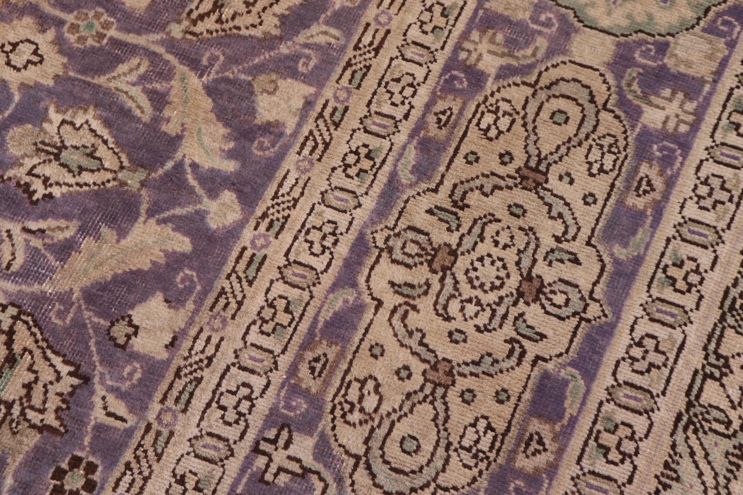 handmade Vintage Sheikh Shaf Purple Green Hand Knotted RECTANGLE 100% WOOL area rug 10' x 13'