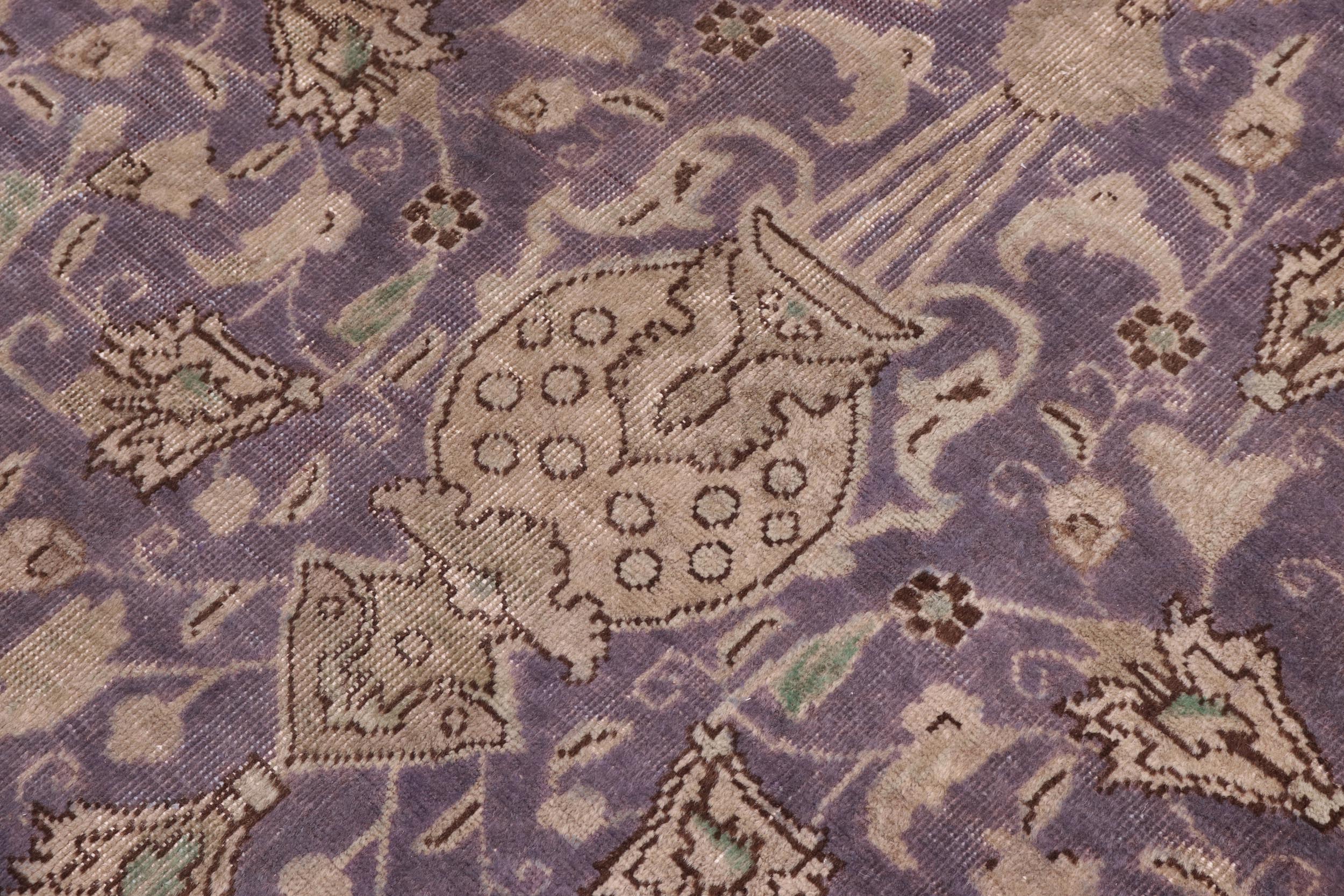 handmade Vintage Sheikh Shaf Purple Green Hand Knotted RECTANGLE 100% WOOL area rug 10' x 13'