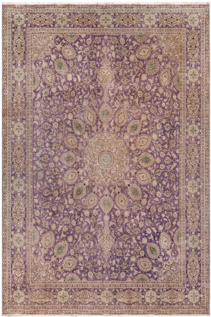 handmade Vintage Sheikh Shaf Purple Green Hand Knotted RECTANGLE 100% WOOL area rug 10X13