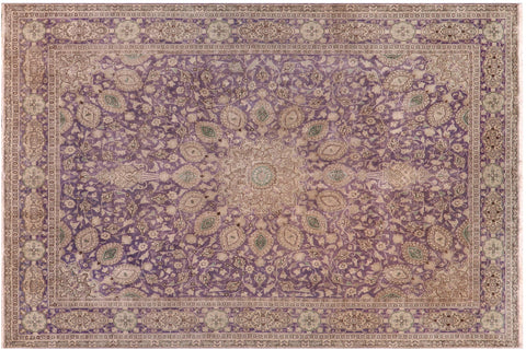 handmade Vintage Sheikh Shaf Purple Green Hand Knotted RECTANGLE 100% WOOL area rug 10' x 13'