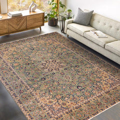 Traditional handmade Persian vintage distressed Green Blue Hand Knotted RECTANGLE 100% WOOL area rug 10X13