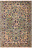 Distressed Antique Kashan Lindsay Green/Blue Wool Rug - 10'0'' x 13'5''