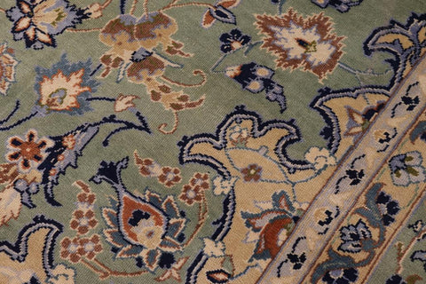 Traditional handmade Persian vintage distressed Green Blue Hand Knotted RECTANGLE 100% WOOL area rug 10X13