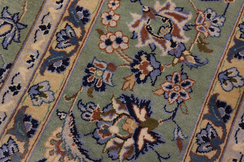 handmade Vintage Kashan Green Blue Hand Knotted RECTANGLE 100% WOOL area rug 10' x 13'
