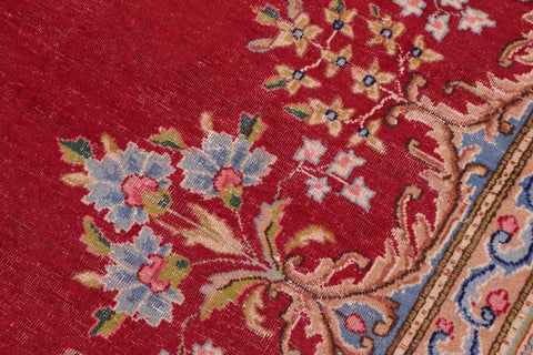 handmade Vintage Kashan Pink Blue Hand Knotted RECTANGLE 100% WOOL area rug 10' x 12'