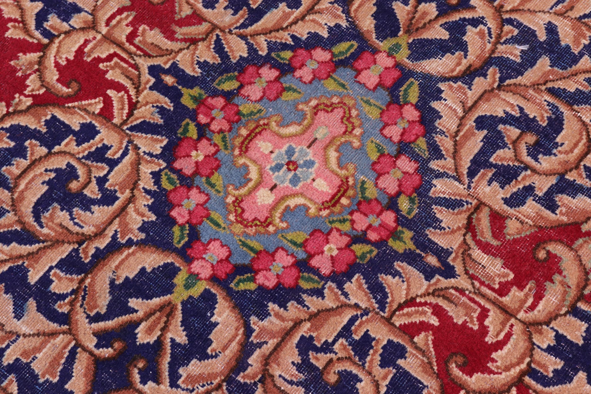 handmade Vintage Kashan Pink Blue Hand Knotted RECTANGLE 100% WOOL area rug 10' x 12'