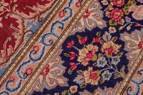 handmade Vintage Kashan Pink Blue Hand Knotted RECTANGLE 100% WOOL area rug 10' x 12'