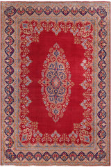 Traditional handmade Persian vintage distressed Pink Blue Hand Knotted RECTANGLE 100% WOOL area rug 10X12