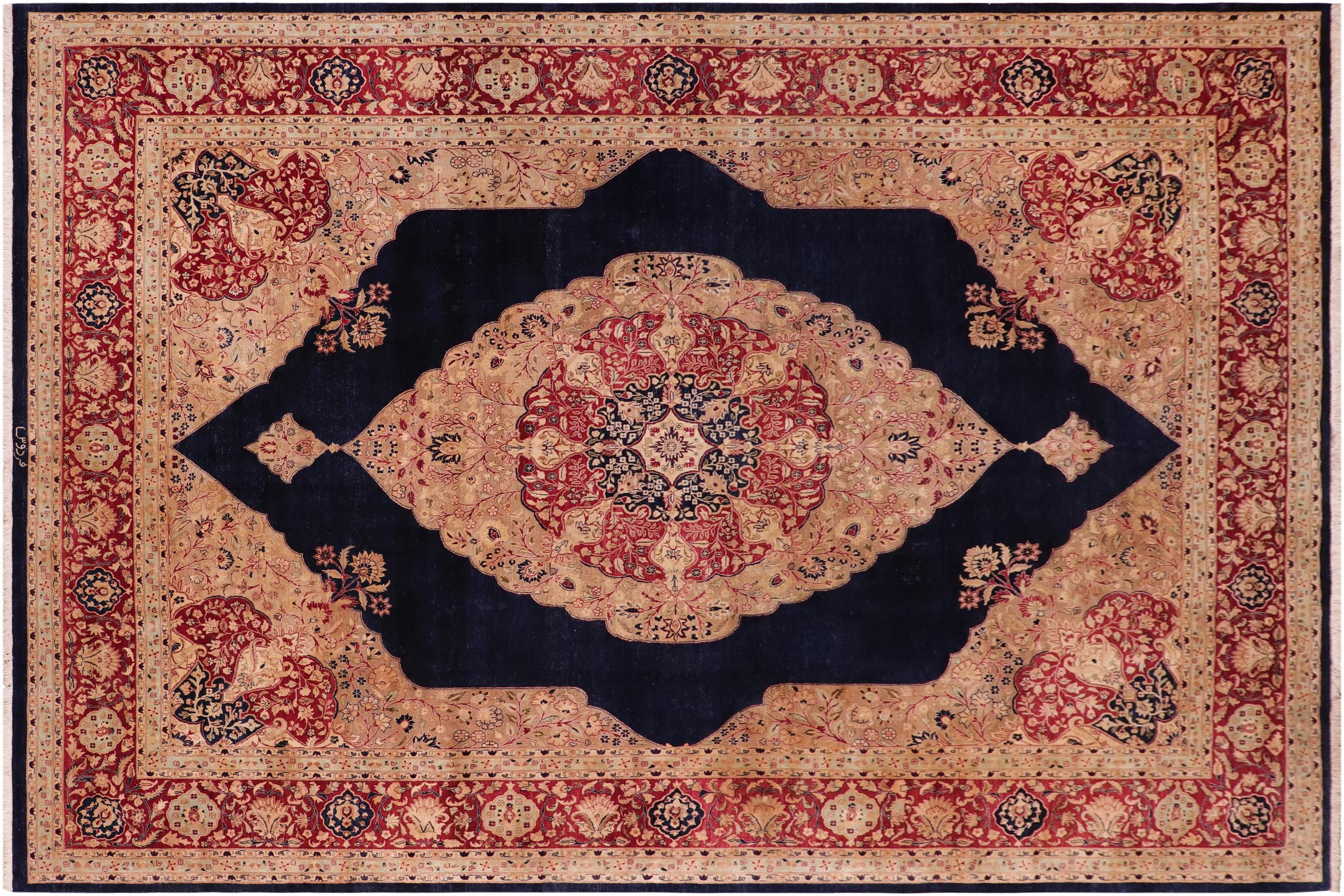 handmade Traditional Kirman Blue Red Hand Knotted RECTANGLE 100% WOOL area rug 9 x 12