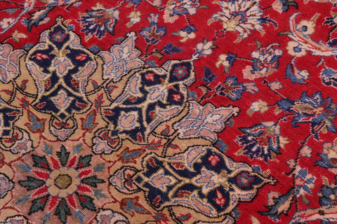 handmade Vintage Kashan Red Blue Hand Knotted RECTANGLE 100% WOOL area rug 10' x 16'