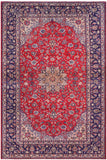 Distressed Antique Kashan Brayan Red/Blue Wool Rug - 9'9'' x 15'11''