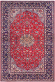 Distressed Antique Kashan Brayan Red/Blue Wool Rug - 9'9'' x 15'11''