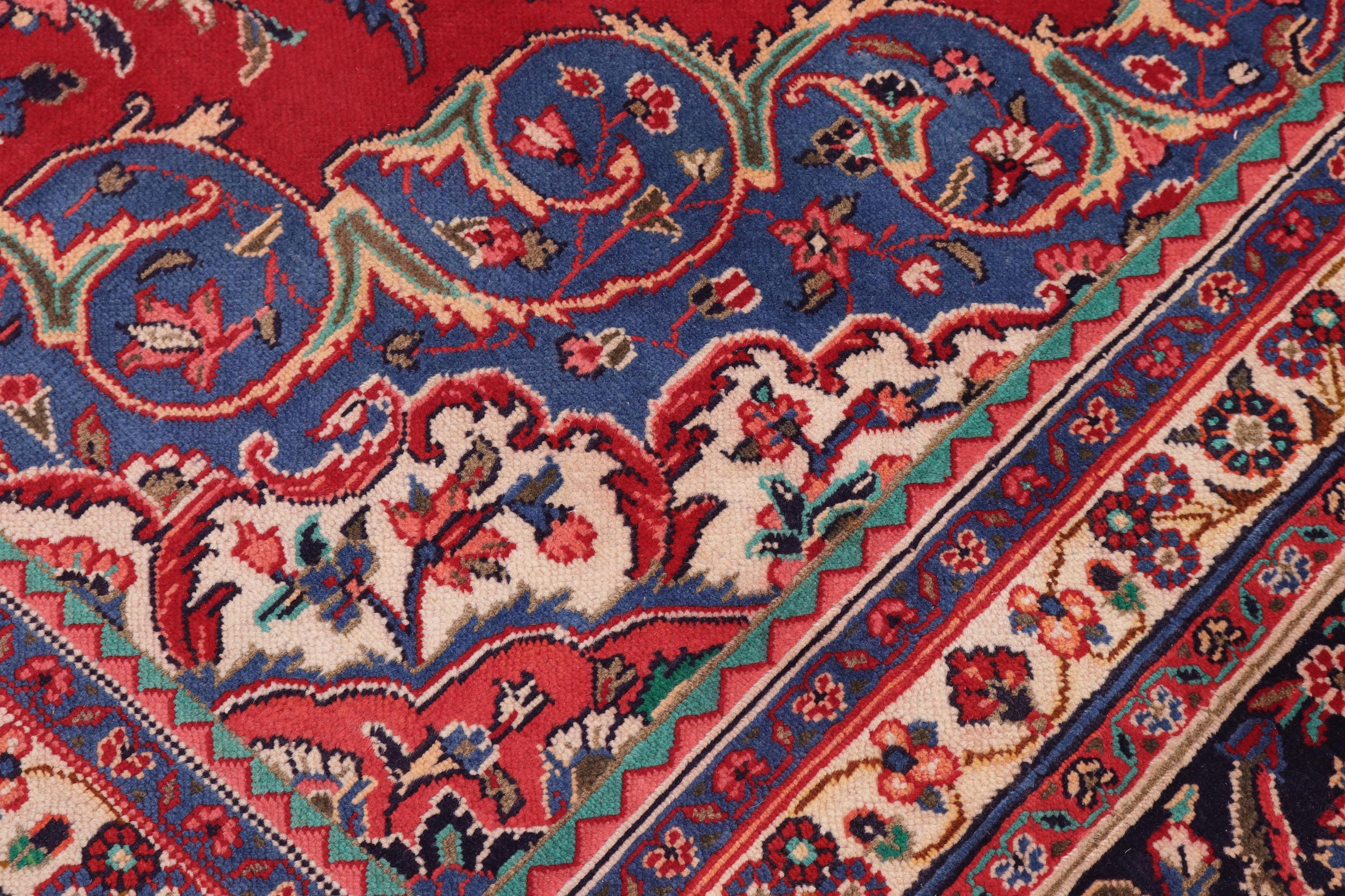 handmade Traditional Kashan Red Blue Hand Knotted RECTANGLE 100% WOOL area rug 10 x 14