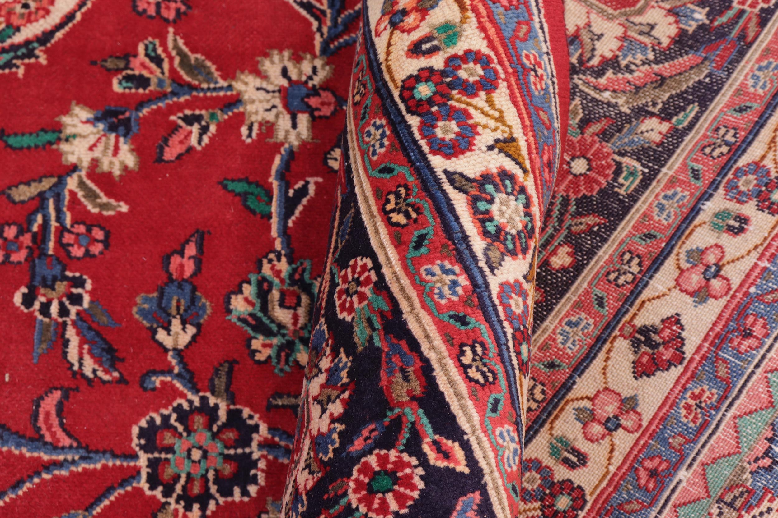 handmade Traditional Kashan Red Blue Hand Knotted RECTANGLE 100% WOOL area rug 10 x 14