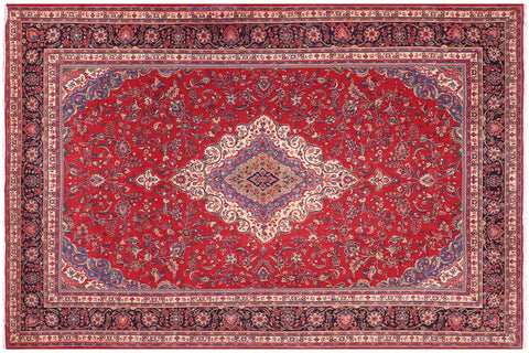 handmade Traditional Kashan Red Blue Hand Knotted RECTANGLE 100% WOOL area rug 10 x 14