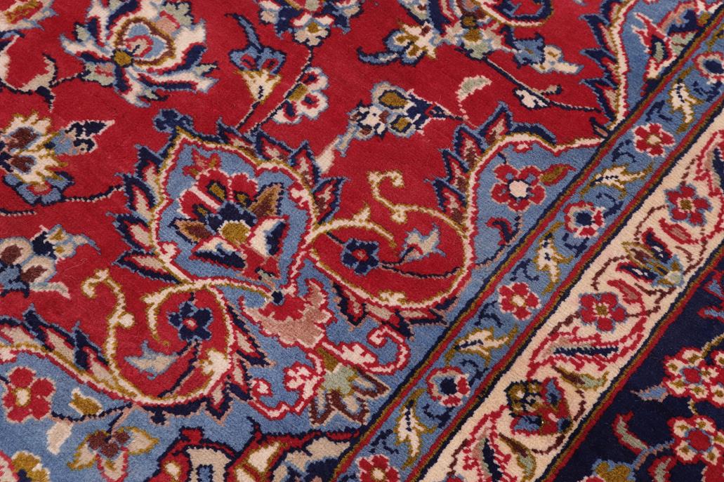 handmade Traditional Kashan Red Blue Hand Knotted RECTANGLE 100% Wool Pile area rug 10x14