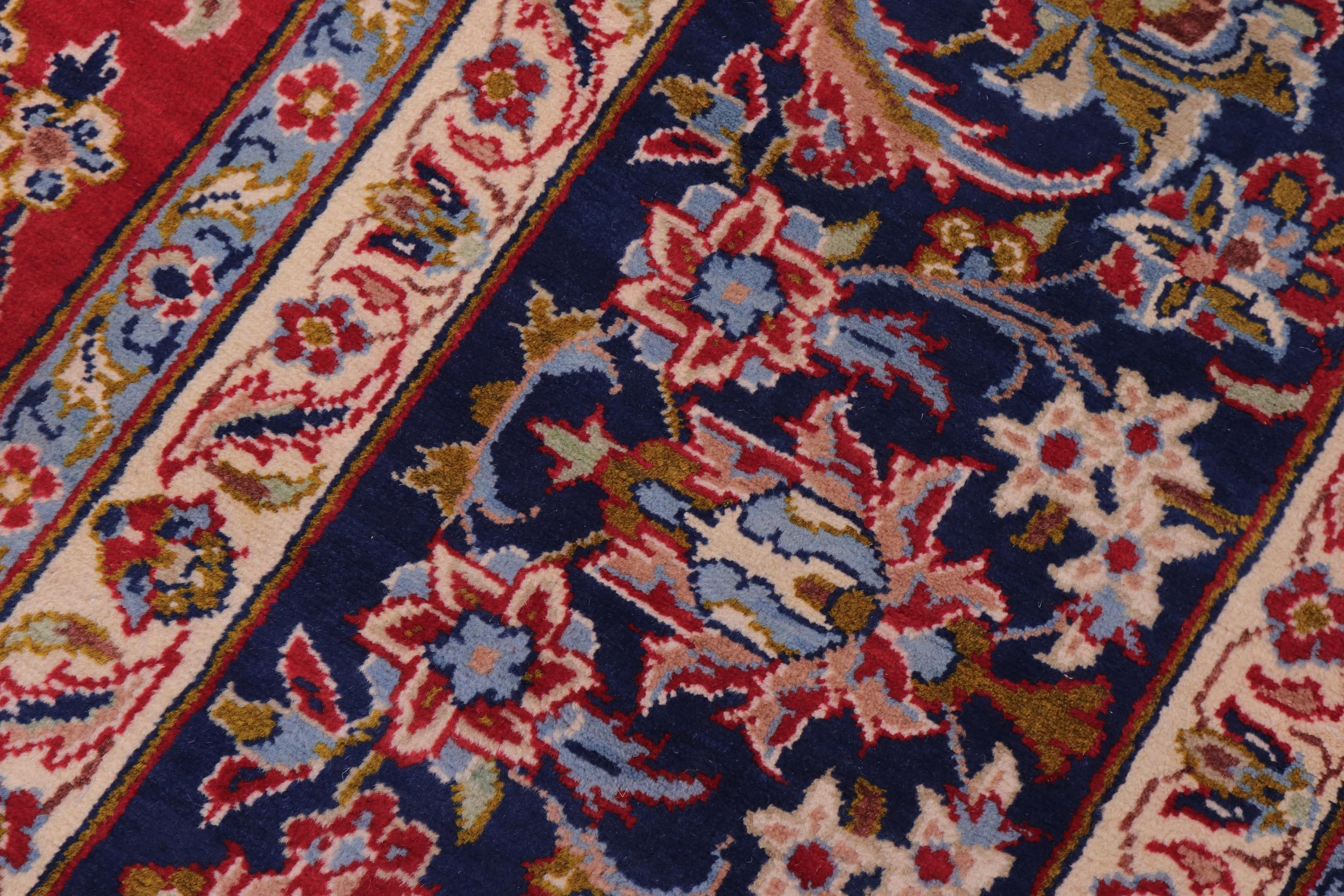 handmade Traditional Kashan Red Blue Hand Knotted RECTANGLE 100% WOOL area rug 10 x 14