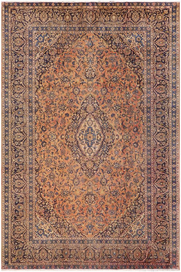 handmade Traditional Kashan Red Blue Hand Knotted RECTANGLE 100% Wool Pile area rug 10x13