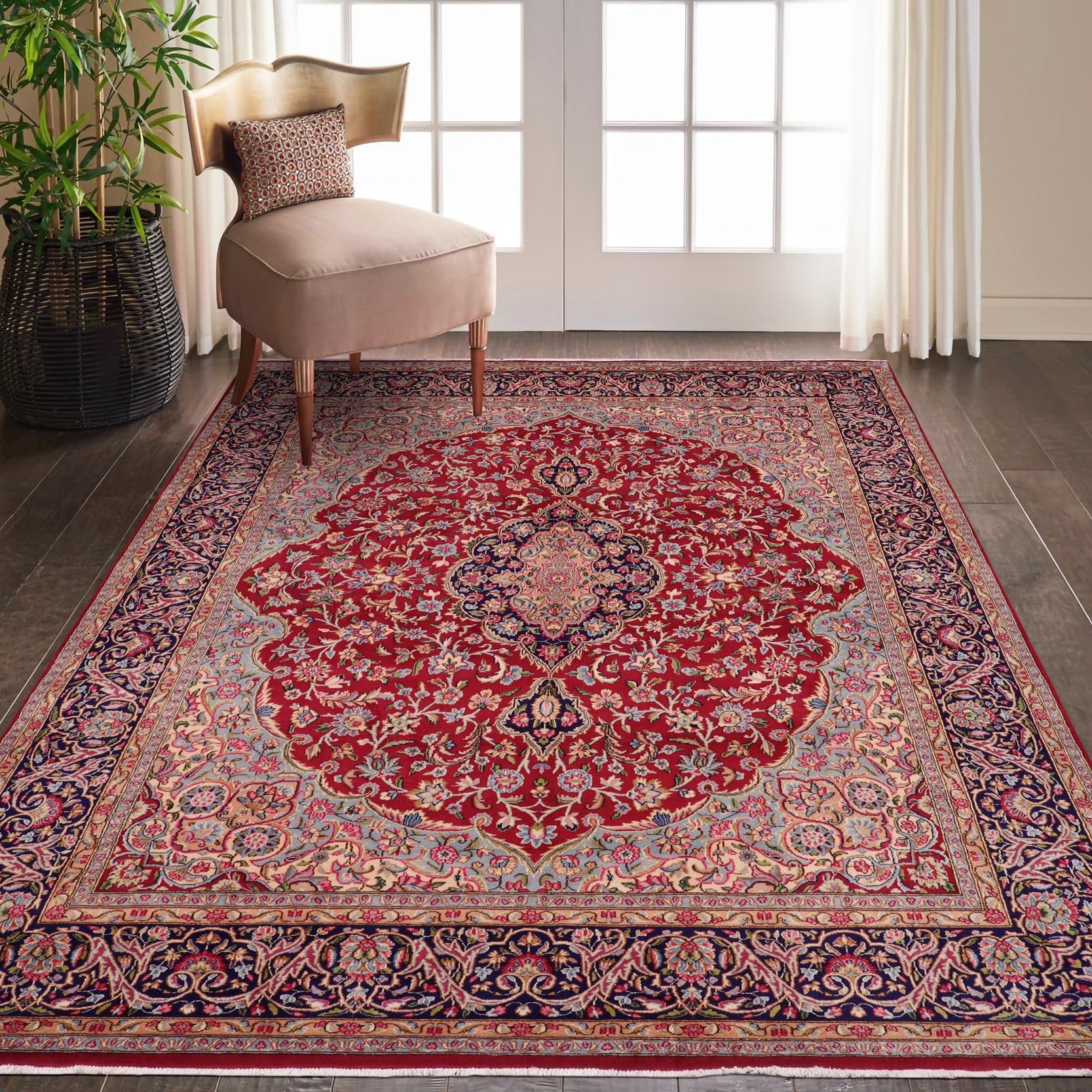 handmade Traditional Kashan Pink Blue Hand Knotted RECTANGLE 100% WOOL area rug 10 x 13