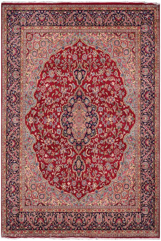 handmade Traditional Kashan Pink Blue Hand Knotted RECTANGLE 100% Wool Pile area rug 10x13