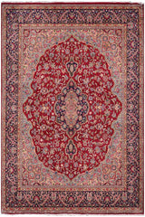 handmade Traditional Kashan Pink Blue Hand Knotted RECTANGLE 100% Wool Pile area rug 10x13