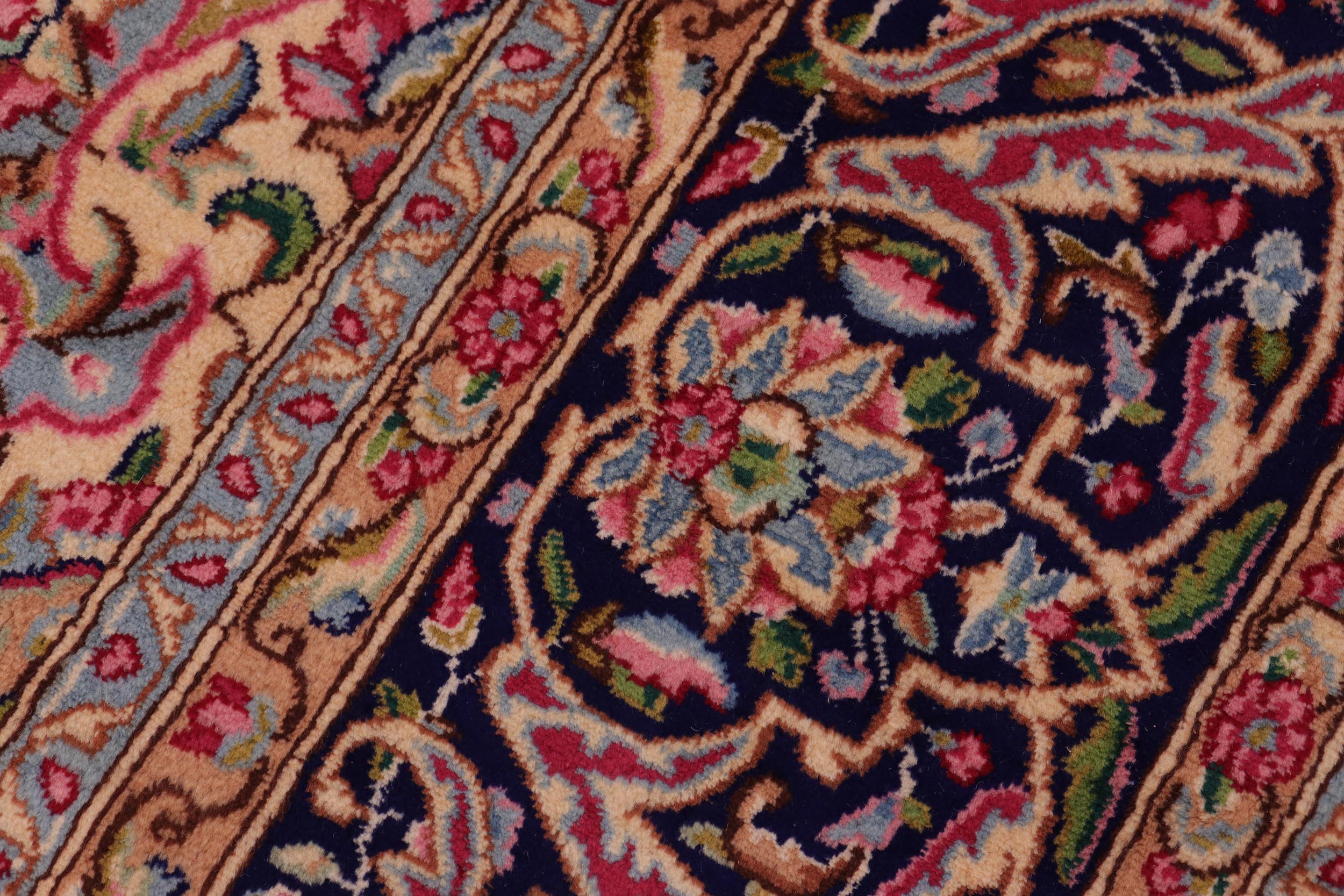 handmade Traditional Kashan Pink Blue Hand Knotted RECTANGLE 100% WOOL area rug 10 x 13