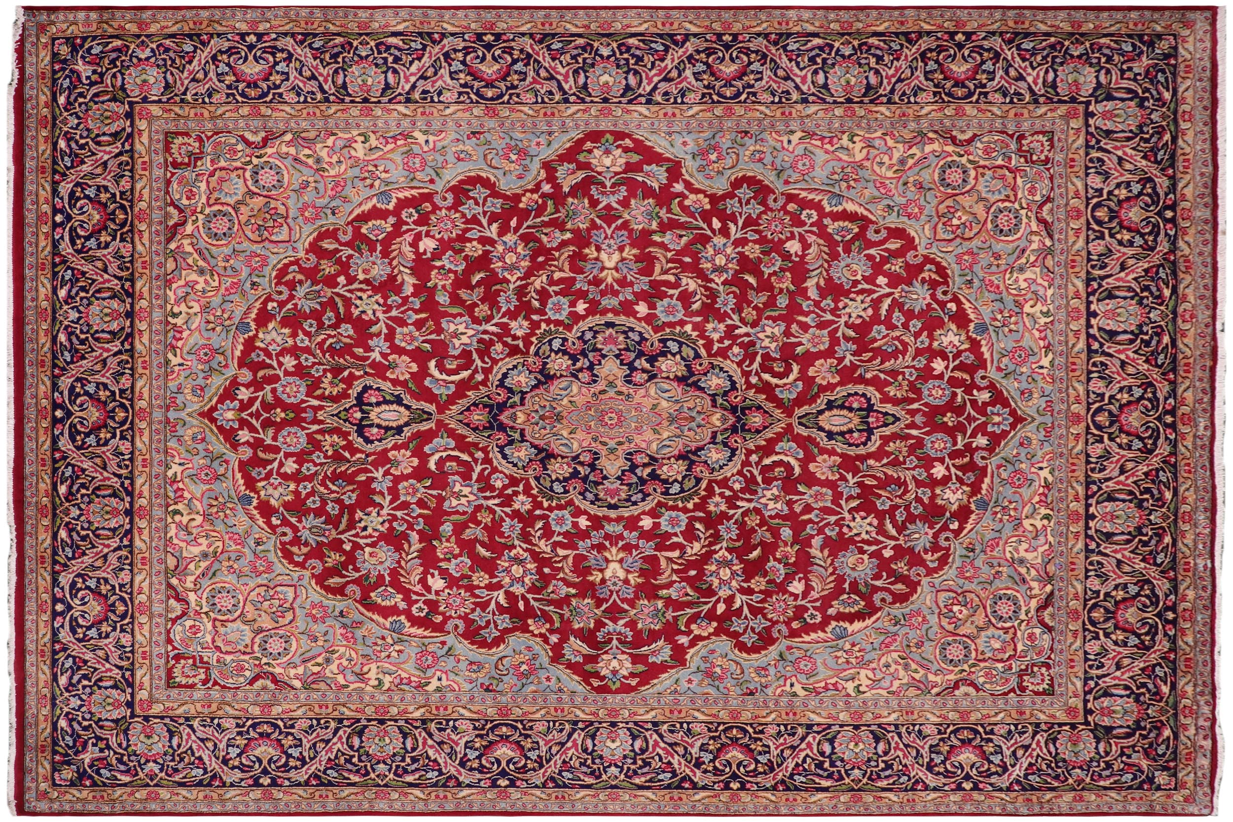 handmade Traditional Kashan Pink Blue Hand Knotted RECTANGLE 100% WOOL area rug 10 x 13