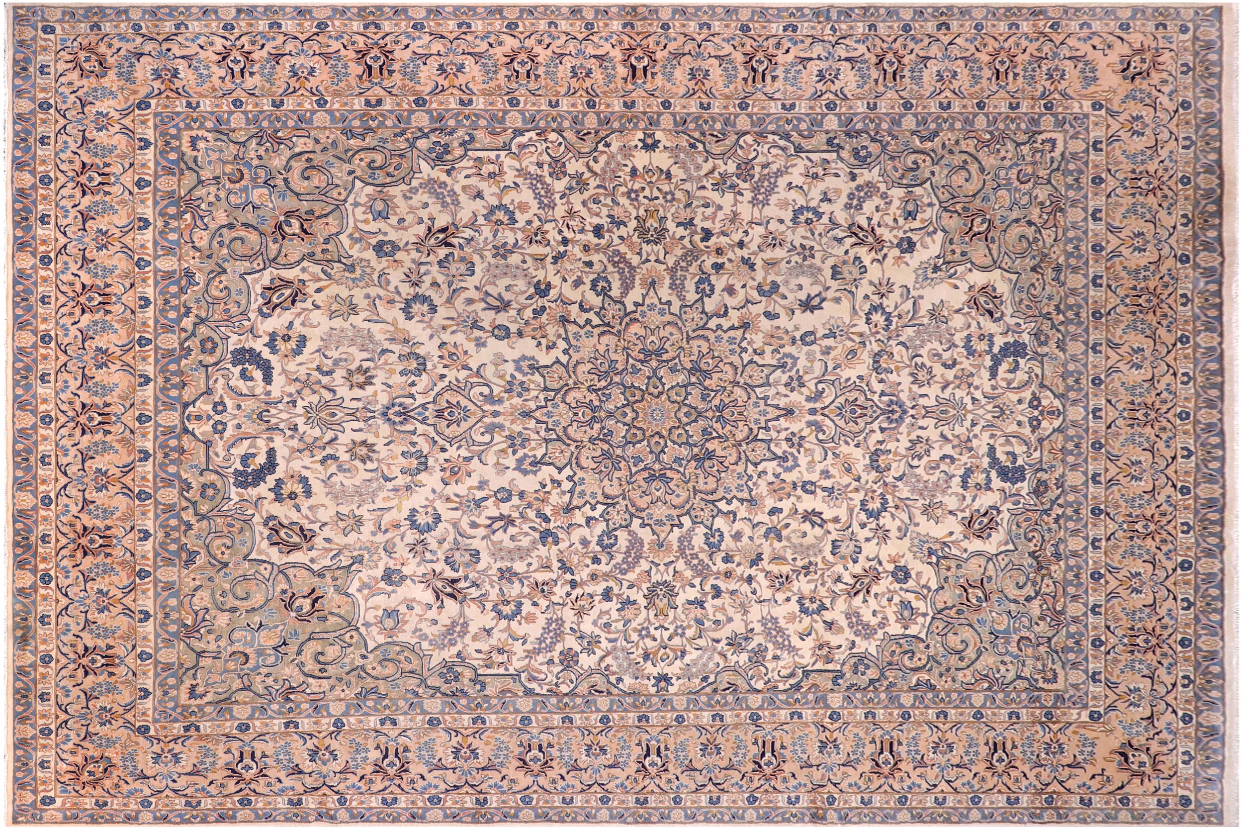handmade Traditional Nahin Beige Peach Hand Knotted RECTANGLE 100% WOOL area rug 12 x 17