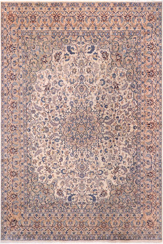 handmade Traditional Nahin Beige Peach Hand Knotted RECTANGLE 100% Wool Pile area rug 12x17