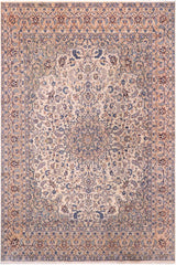 handmade Traditional Nahin Beige Peach Hand Knotted RECTANGLE 100% Wool Pile area rug 12x17