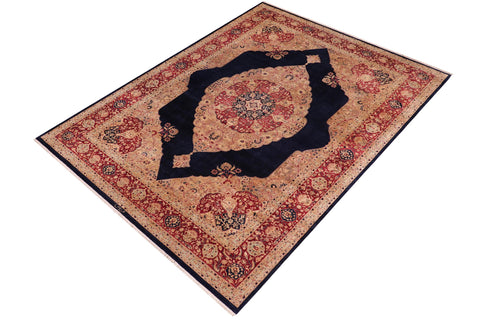 handmade Traditional Kirman Blue Red Hand Knotted RECTANGLE 100% WOOL area rug 9 x 12