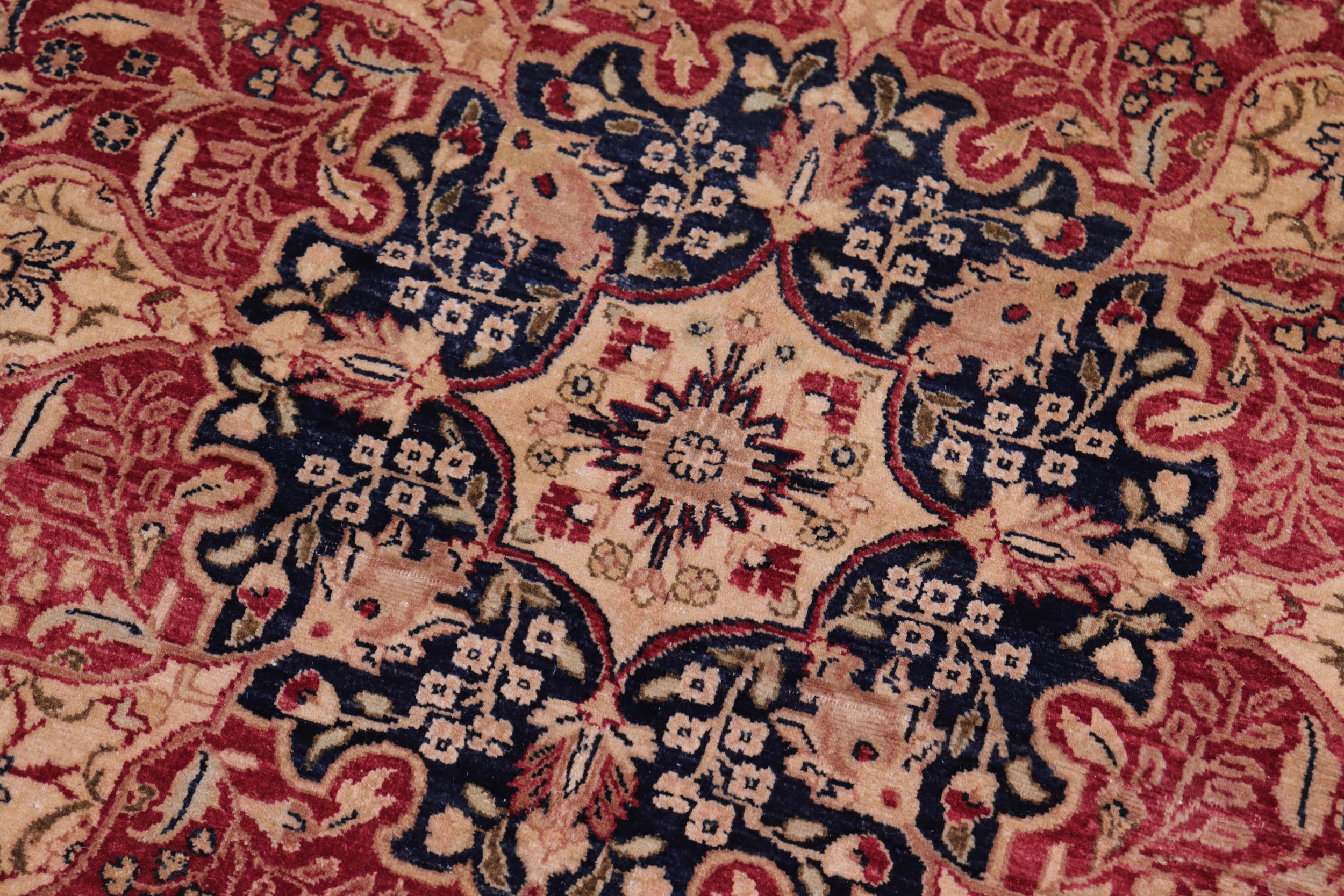 handmade Traditional Kirman Blue Red Hand Knotted RECTANGLE 100% WOOL area rug 9 x 12