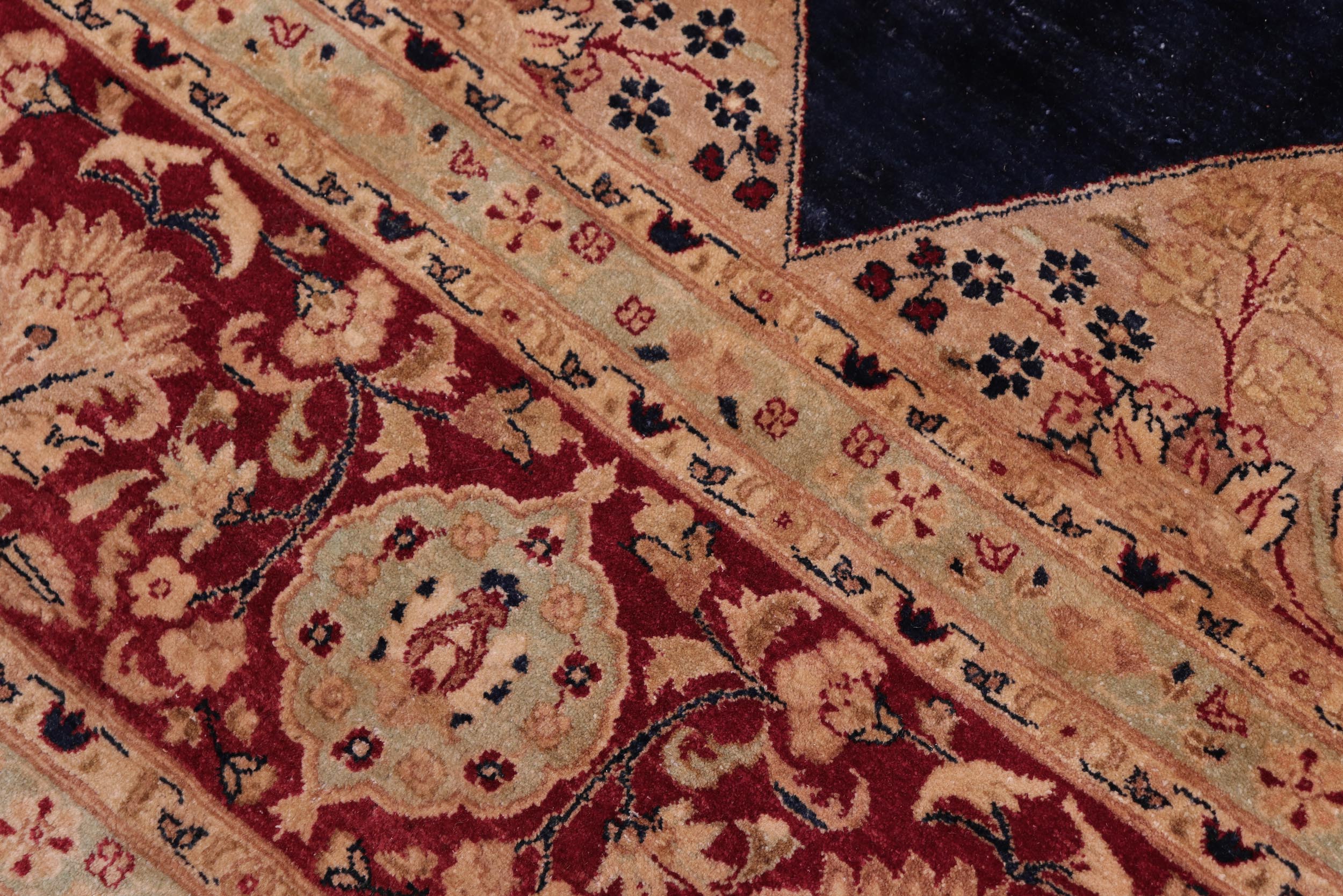 handmade Traditional Kirman Blue Red Hand Knotted RECTANGLE 100% WOOL area rug 9 x 12