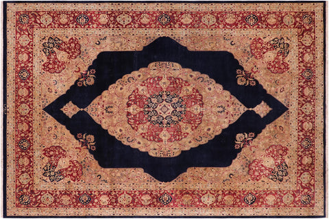 handmade Traditional Kirman Blue Red Hand Knotted RECTANGLE 100% WOOL area rug 9 x 12
