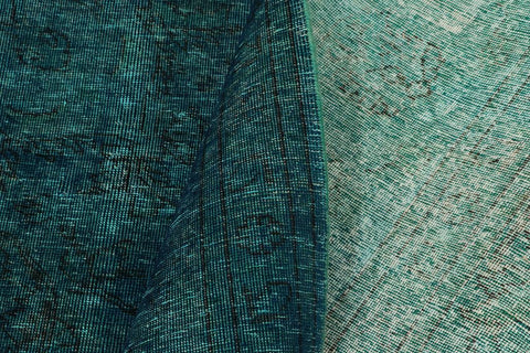 handmade Vintage Over Dyed Green Black Hand Knotted RECTANGLE 100% WOOL area rug 10x13