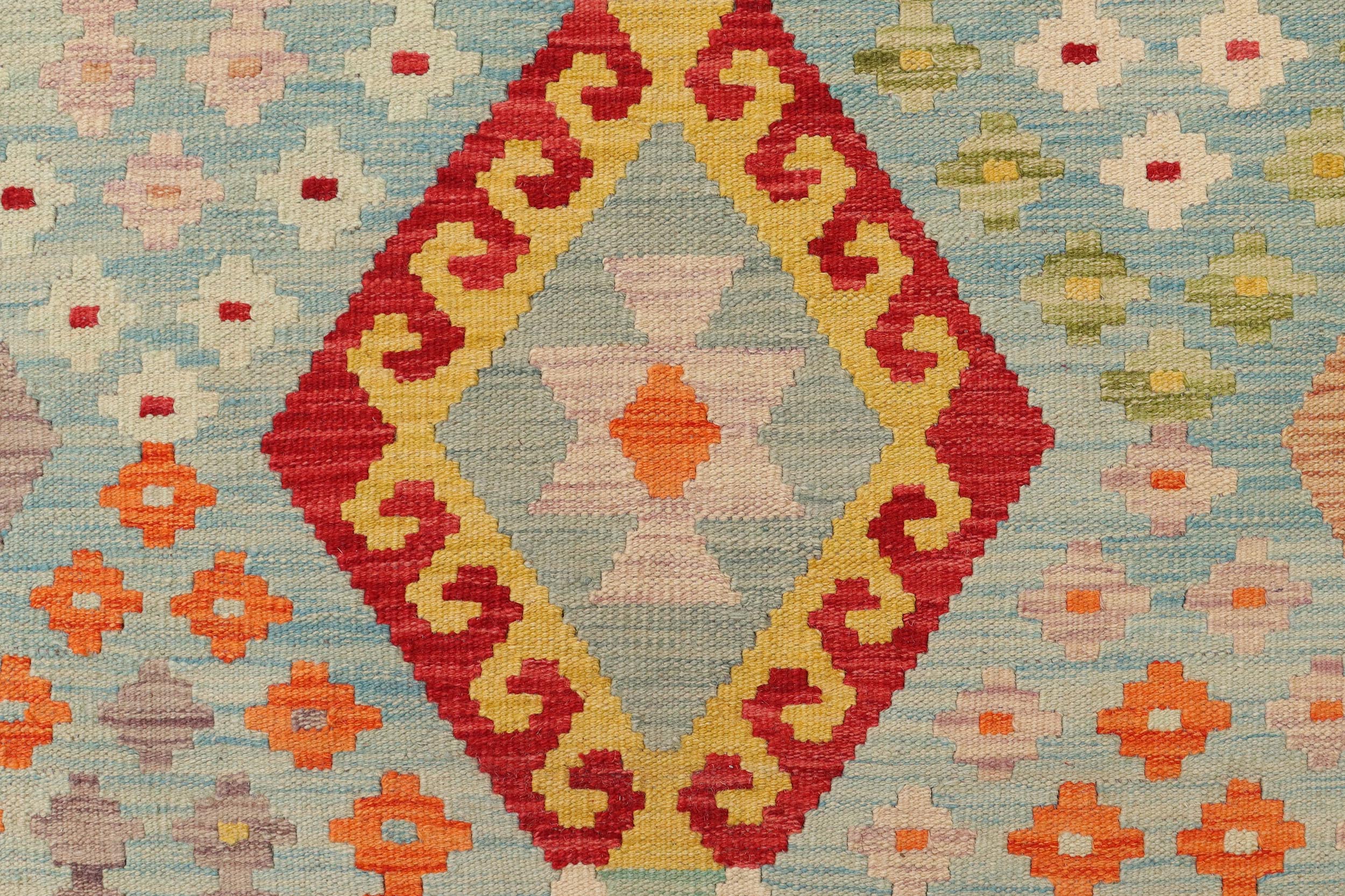 handmade Geometric Kilim Blue Purple Hand-Woven RECTANGLE 100% WOOL area rug 9 x 12